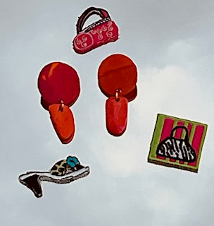 Hot Pink & Orange Clay Earrings
