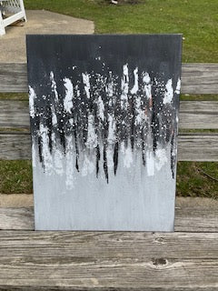 Silver Black Metallic Foil Canvas