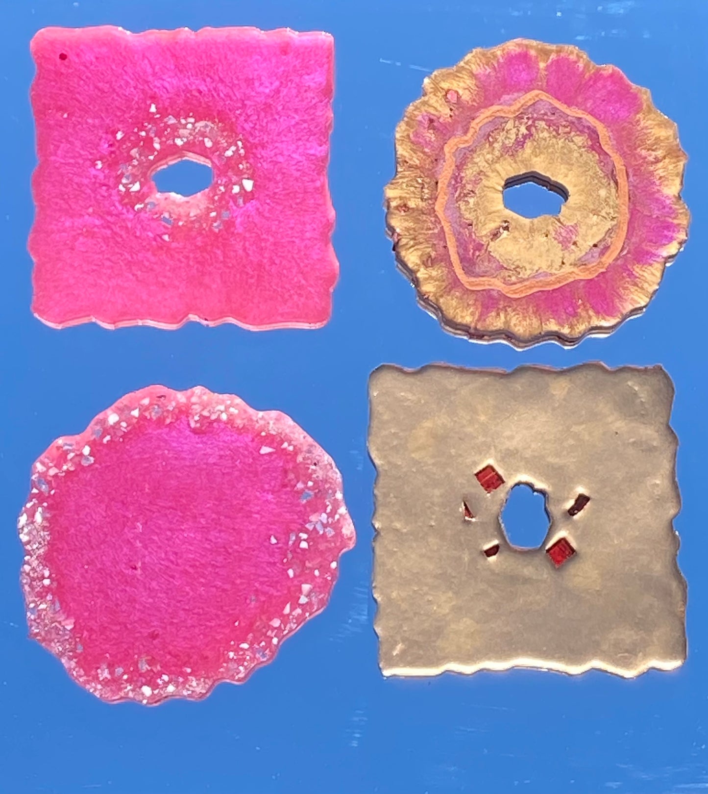 Geode Agate Pink & Copper 4 Pc. Coaster Set