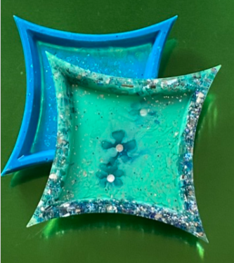 Blue Teal Resin Tray Set