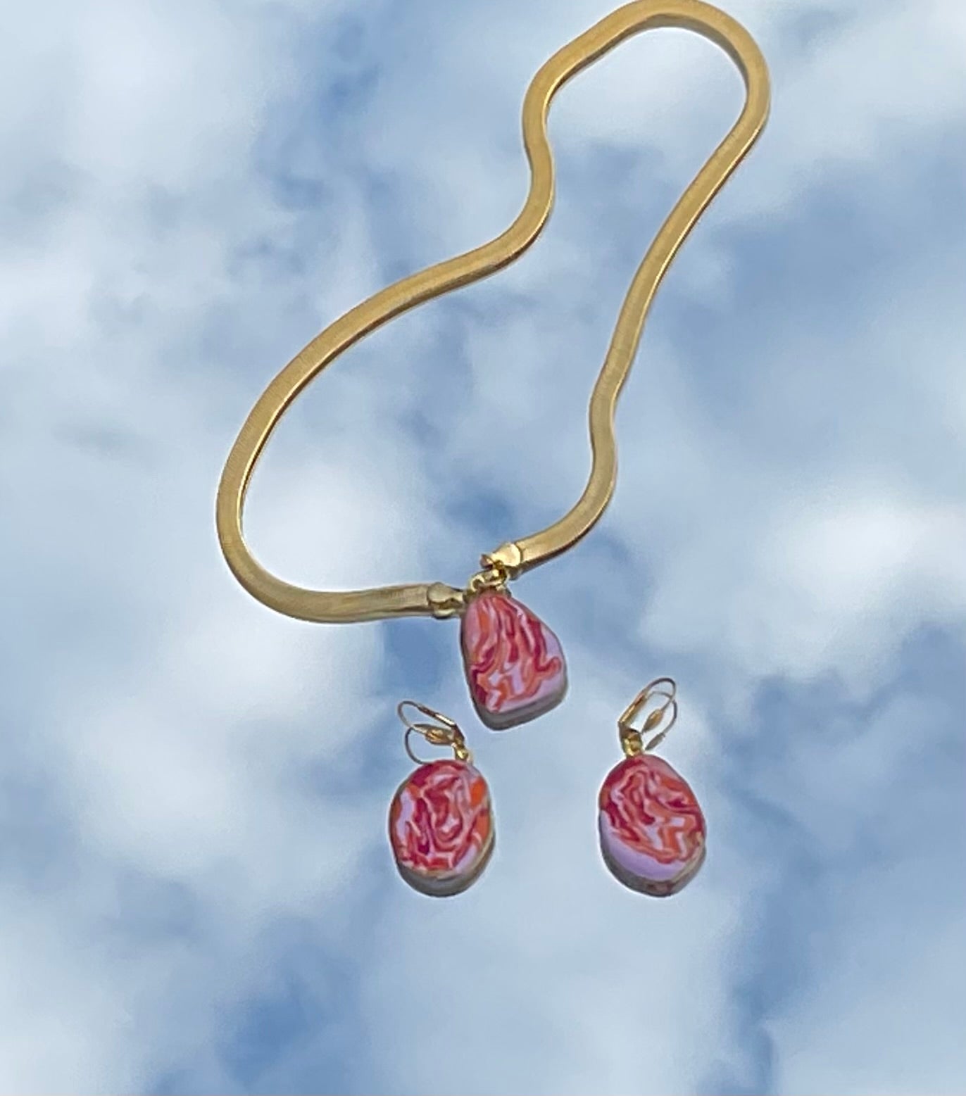 Polymer Clay Pendant Earring Set