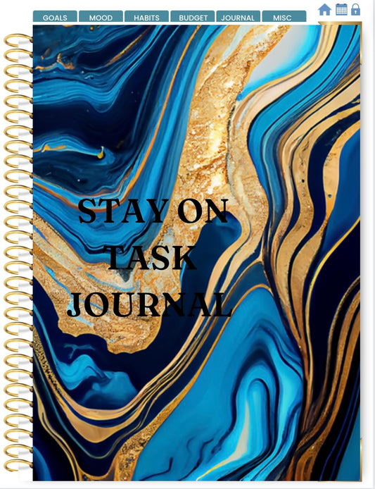 "Stay on Task" Digital Daily Hyperlinked Journal - Navy Gold