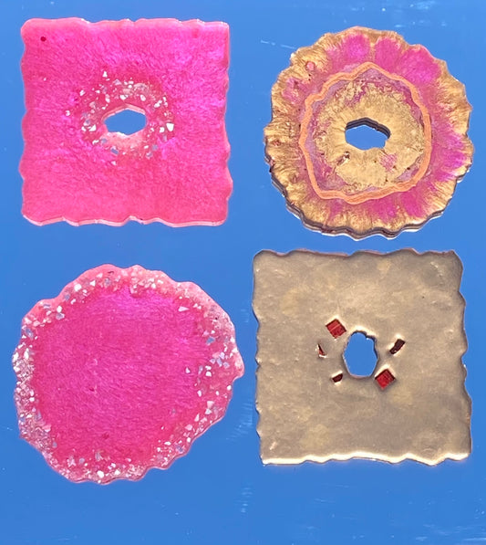 Geode Agate Pink & Copper 4 Pc. Coaster Set