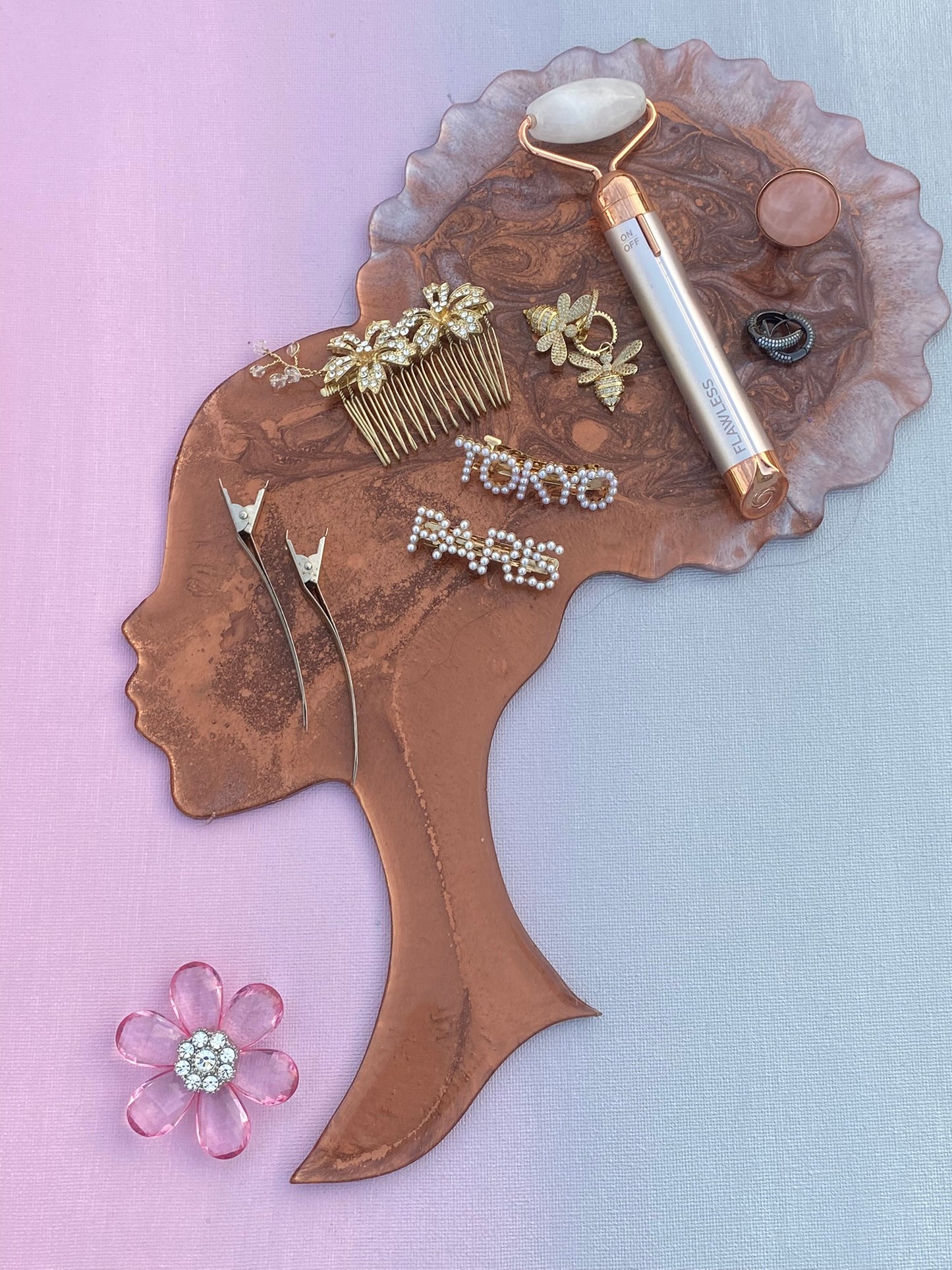 Pink Puff Dresser Tray
